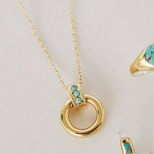 Anna Beck Designs Turquoise/18k Gold Pendant Necklace